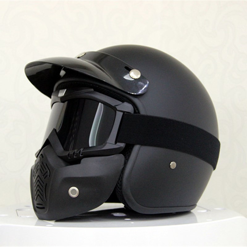 3C复古哈雷头盔男女个性盔摩托车头E盔3/4盔电动机车跑盔半盔四季