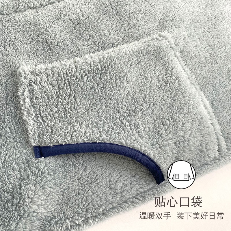 男新睡衣冬季法兰绒加厚加绒冬珊瑚D绒睡袍冬款长款家居服男士浴