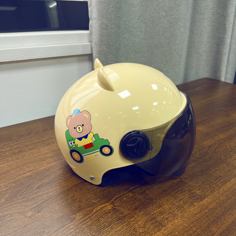 儿童电动车头盔可爱耳朵电动u车安全帽4-12岁男女童电车半盔夏季