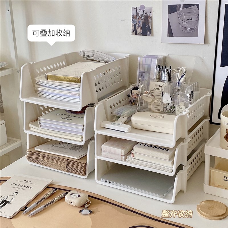 a4文件收纳盒桌面架子办公室工位多层整理神器书架书桌Y书本置物