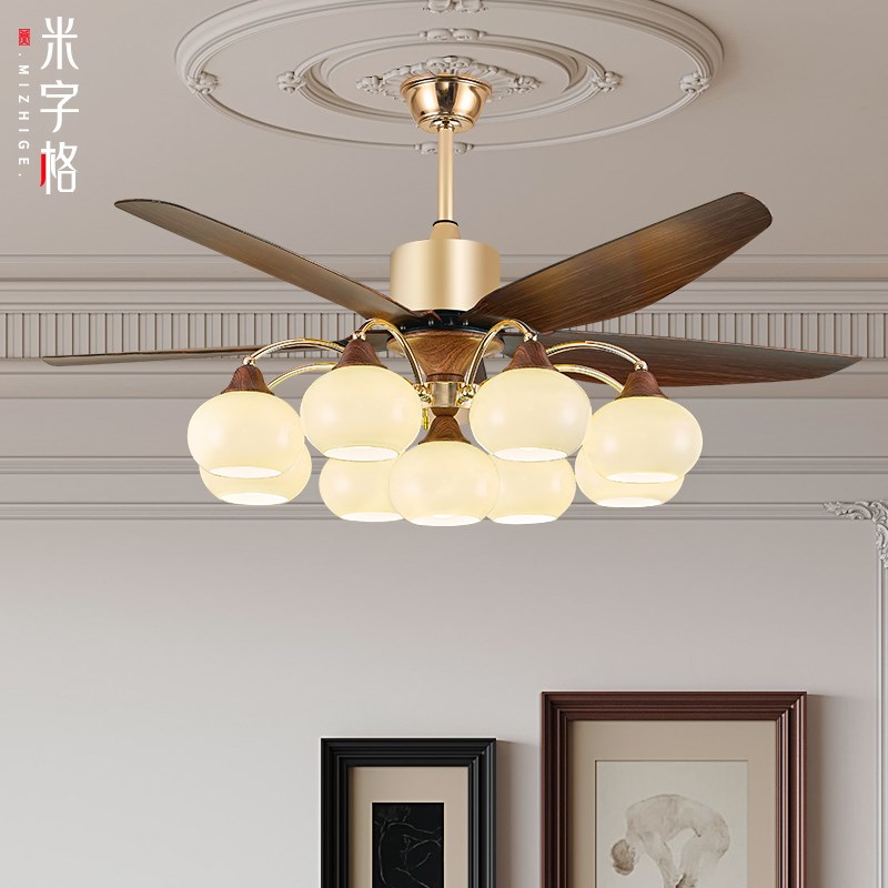 2025新款风扇灯吊扇p灯家用一体吊灯客餐厅大风力奶油中古电扇灯