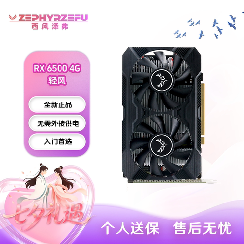 西风新品RX6500 4G/6500XT DUAL ITX 轻风 双风扇黑色显卡小机箱
