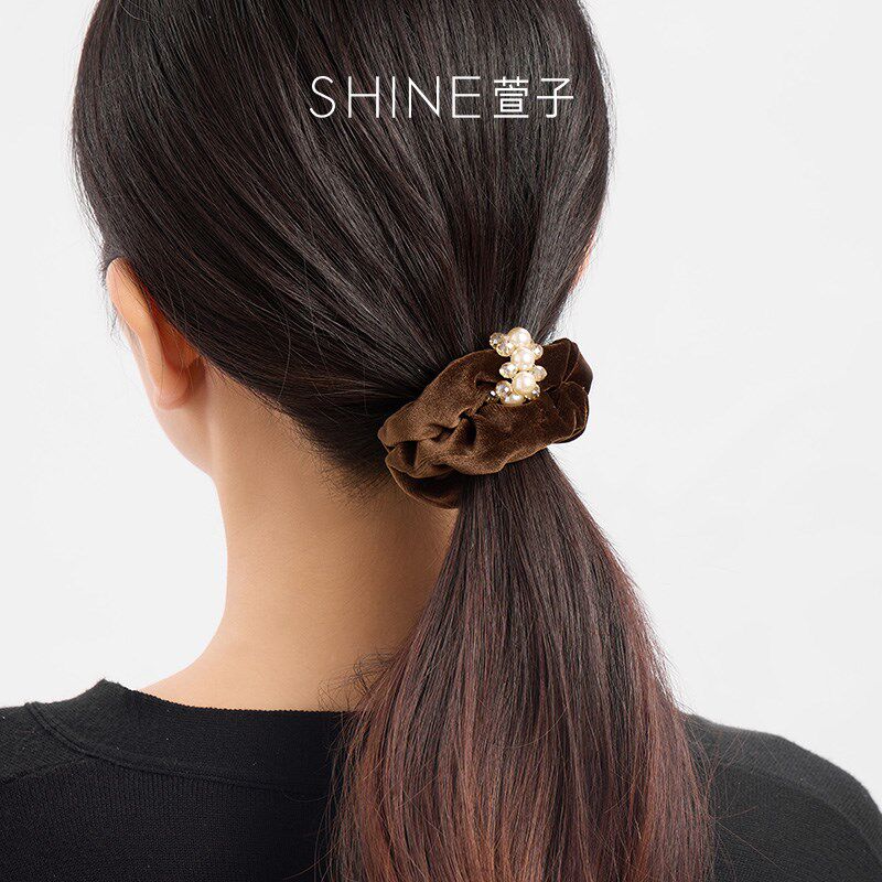 SHINE萱子饰品可可之旅系列秋冬气质大肠发圈珍珠皮筋发绳美拉德