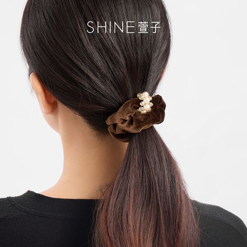 SHINE萱子饰品可可之旅系列秋冬气质大肠发圈珍珠皮筋发绳美拉德