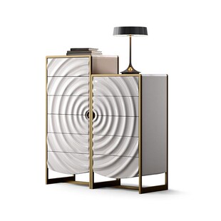 意式轻奢风涟漪斗柜组合实木天然岩板全屋配五斗柜高端客厅储物柜