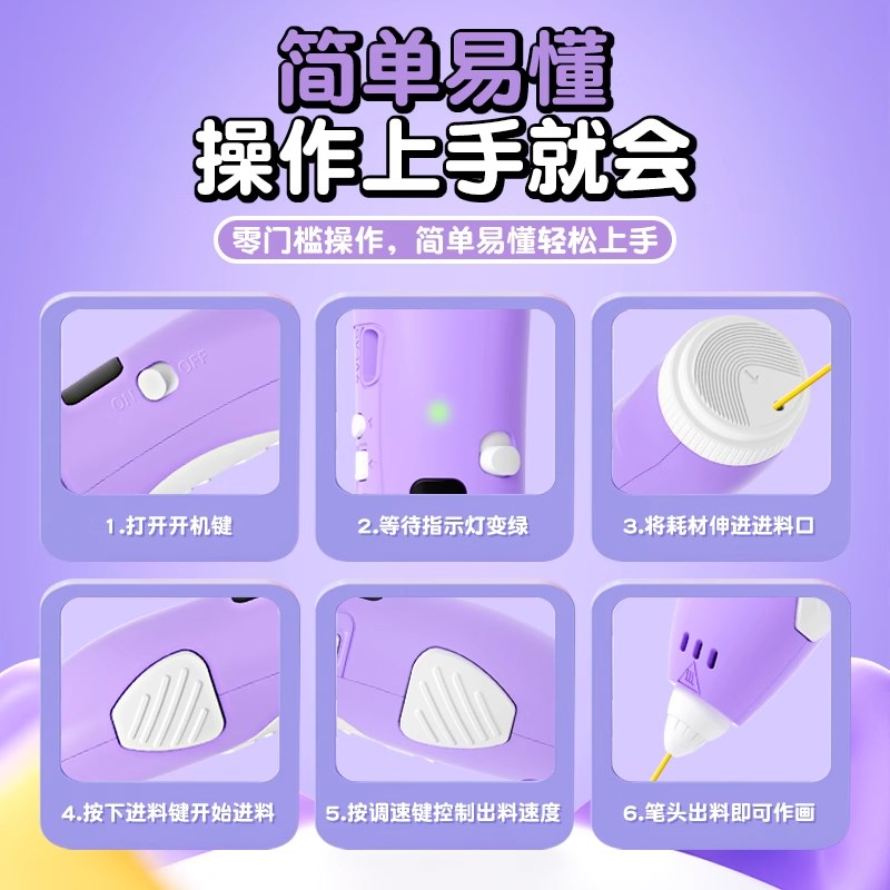 3d打印笔儿童款三d立体学生绘画笔6女童玩具小女孩子六一生日礼物
