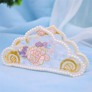 古风簪花发夹套装宋制刺绣发冠绢花对夹新中式流苏发饰女汉服头饰