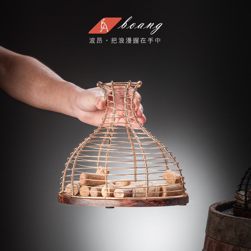 高颜值红酒塞收纳筐葡萄酒瓶塞收集篮家用酒柜摆件软木塞创意架子