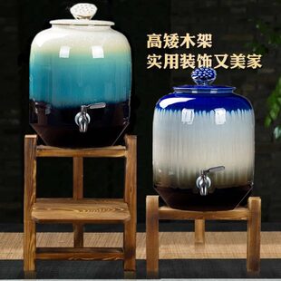 陶瓷储水罐带龙头存水缸家用凉水壶泡茶饮水机纯净水桶酒坛口径大