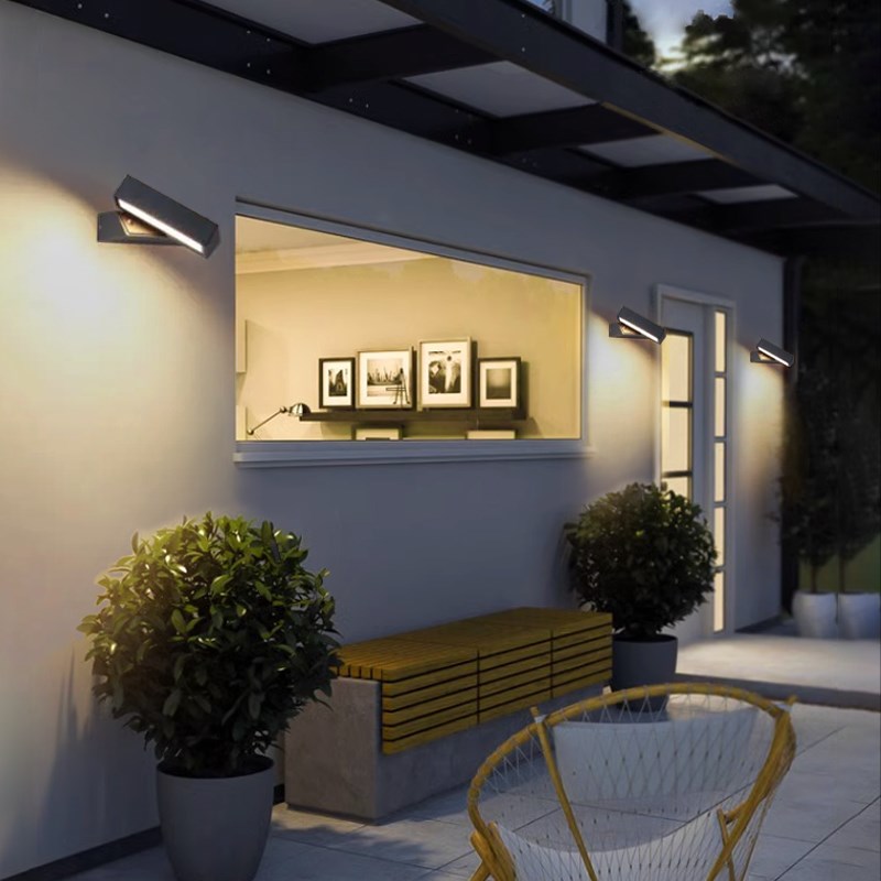 户外防水可旋转壁灯别墅庭院洗墙灯过H道装饰现代大门门前灯外墙