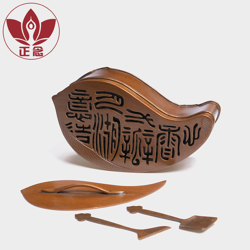 庆松堂苏工铜炉名家o胡庆松制一叶印香炉紫铜复古手工炉熏香炉