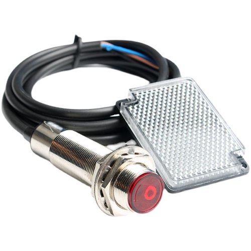 M18激光镜面反馈反射光电开关远距离15m可见光点红外线感应传感器