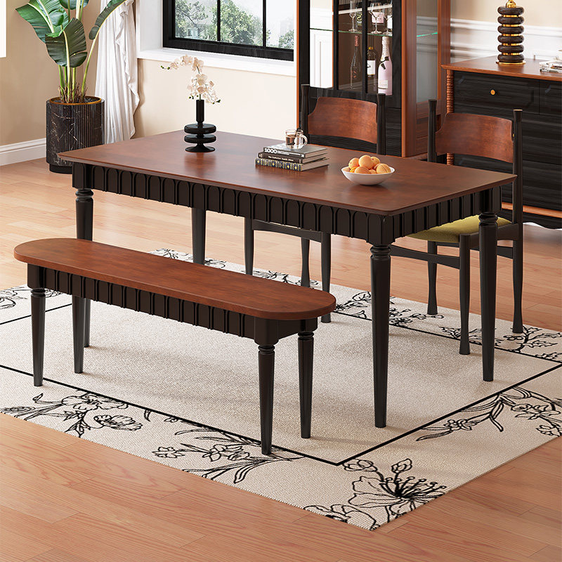 中古法式实木餐桌椅组合饭台家用客厅复古餐桌椅美式长方形吃饭桌