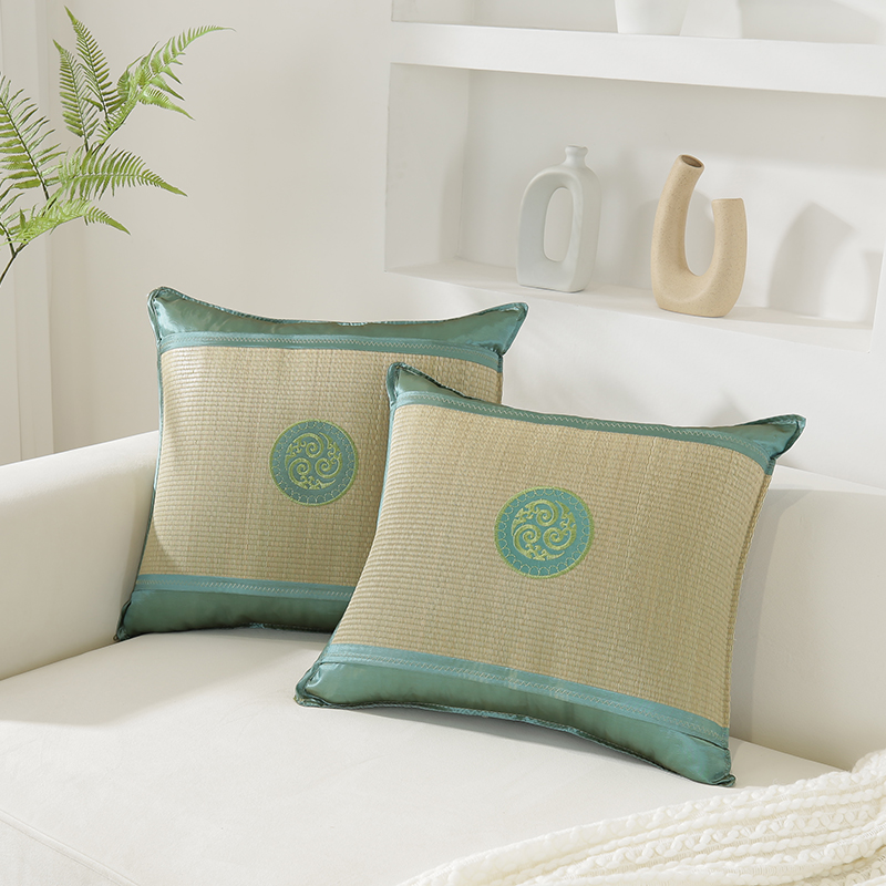 夏季蔺草双面凉席靠垫套沙发靠垫抱枕套办N公室护腰靠垫套不含芯