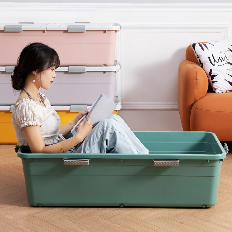 床底收纳箱d家用扁平带轮整理箱抽屉床下收纳盒塑料衣物收纳储物