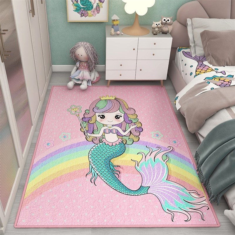 地毯儿童房间卧室阅读区s地垫少女孩公主床边书桌客厅冬天加厚垫