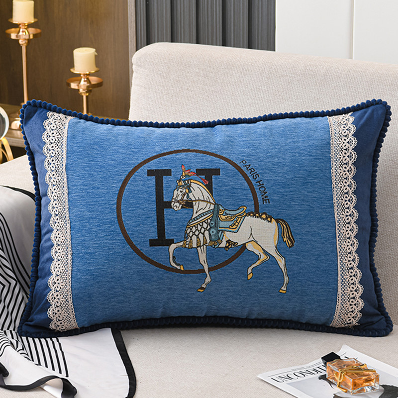 北欧沙发靠垫长方l形抱枕客厅靠枕刺绣大号抱枕套床头腰靠垫长条