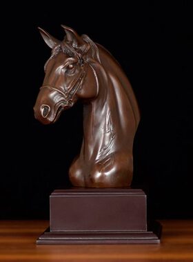 纯黄铜马头家居摆件创意生肖马中式客厅办公室装饰品修饰品