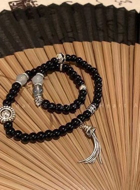 新中式山鬼花串珠双层手串女国风复古新款手链男款个性百搭手饰