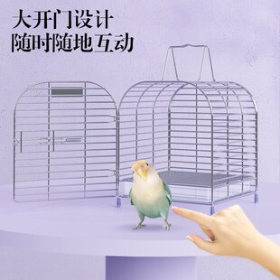 优嗖小宠外带笼304不锈钢文鸟金丝雀仓鼠蜜袋鼯外出包笼子手提笼