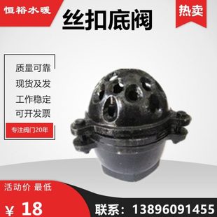 内螺纹止回单向阀水泵吸水莲蓬头2寸50 铸铁丝扣底阀H12X升降式