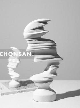 现代简约软装饰售楼处样板间家居客厅创意艺术抽象人像雕塑摆件