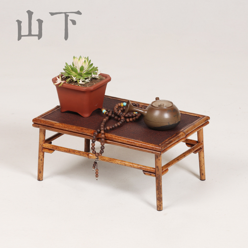 梅鹿竹茶桌迷你茶台n小茶几日式茶杯架禅意收纳台古玩展示台菖蒲