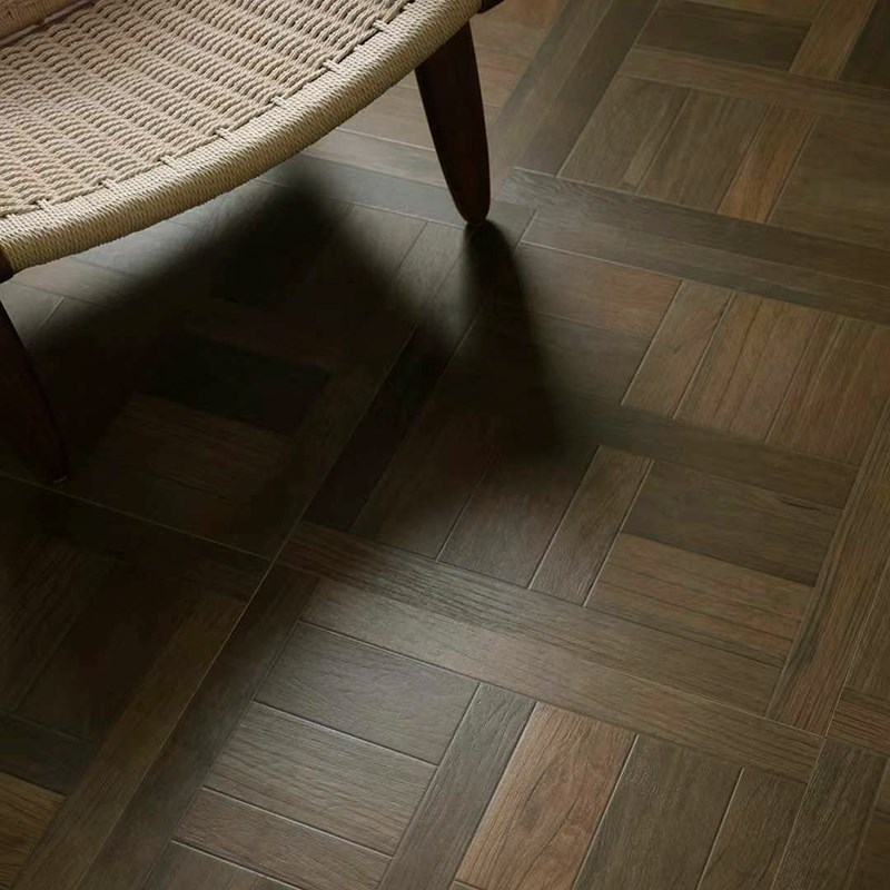 中古风仿木纹地板客厅餐厅卧w室实木地砖酒店民宿咖啡厅胡桃色瓷