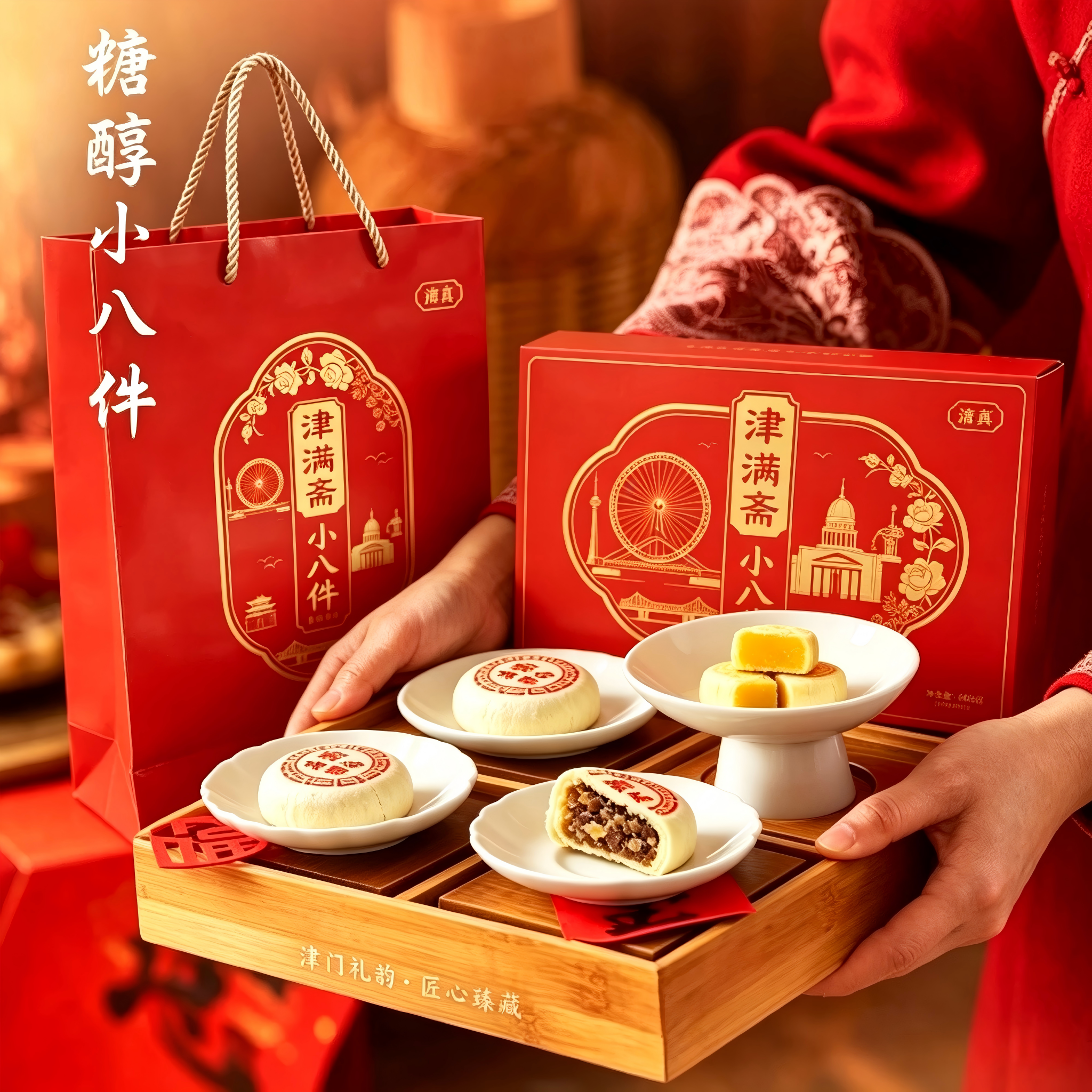 津满斋清真京八件礼盒装天津特产传统手工糕点老式酥皮点心送长辈