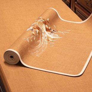 中式老式木家具盖巾古典沙发巾棉麻刺绣红木沙发盖布底部防滑定制