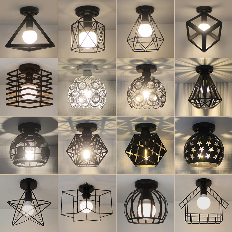 北欧过道吸顶灯现代简约走廊阳台入户灯网红轻奢玄关飘.窗铁艺灯