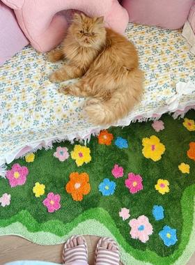 地毯卧室格丝诺改造床边苔藓花园不规则艺术感异形立体客厅地垫