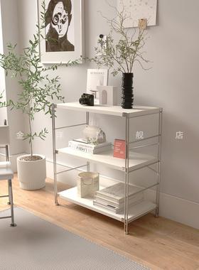 白色置物架家用展示架简约落地收纳架书房多层架子阳台客厅层架