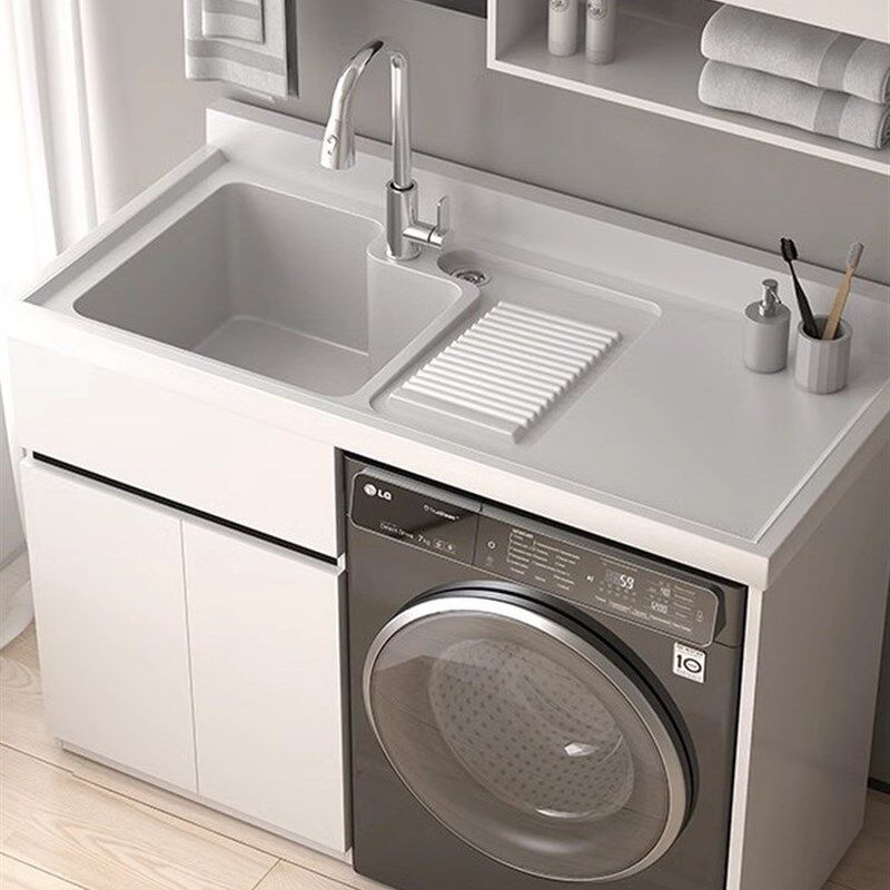 蜂窝铝洗衣机阳台一体柜组合洗衣柜洗衣池台盆伴侣带搓板脸盆定制