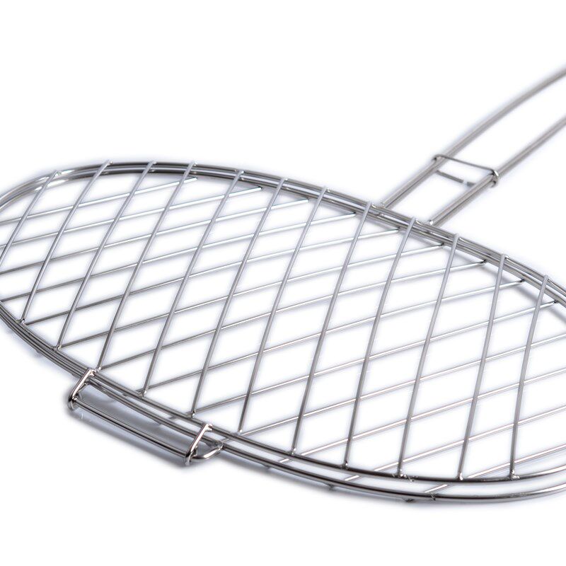 不锈钢烤鱼夹子商用加粗烤鱼夹板工具大号烧烤夹圆形夹子小号网夹