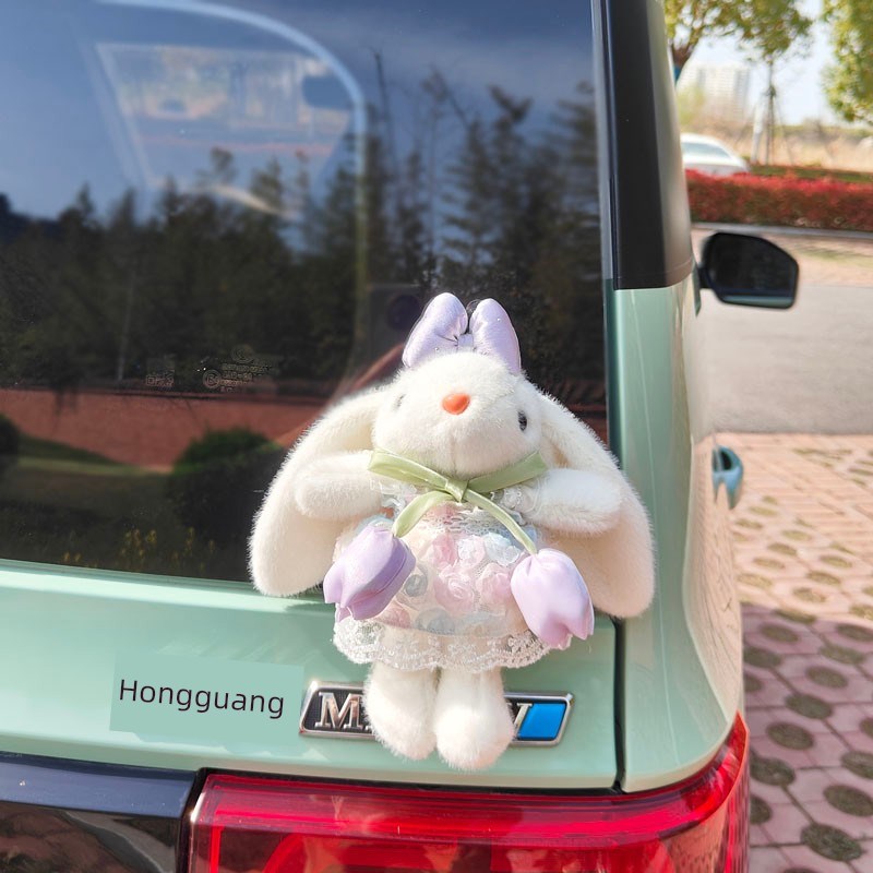 郁金香兔兔汽车娃娃汽车尾巴娃娃电动车摩托K车自行车户外装饰装