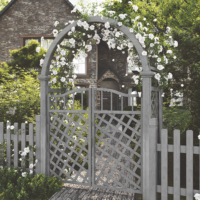 防腐木半圆拱门户l外庭院爬藤葡萄支架室外花园弧形网格栅栏花围