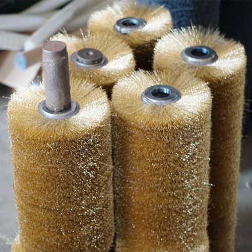钢丝辊刷工业用毛刷辊不锈钢丝镀铜丝打磨除锈缠绕式滚筒刷沙机辊