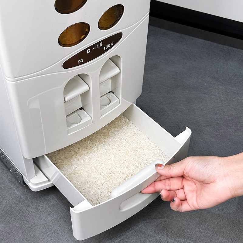 橱柜嵌入式米桶拉篮厨房内置米箱米缸家用抽拉式米面箱储米柜计量