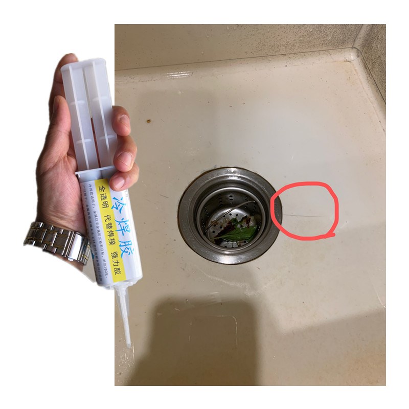 修补洗手盆裂纹胶水搪q瓷洗脸盆裂缝修复石英石陶瓷洗漱盆裂痕