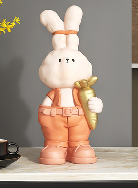 创意兔子客厅桌面摆件家居饰品办公室玄关电O视柜酒柜装饰生日礼