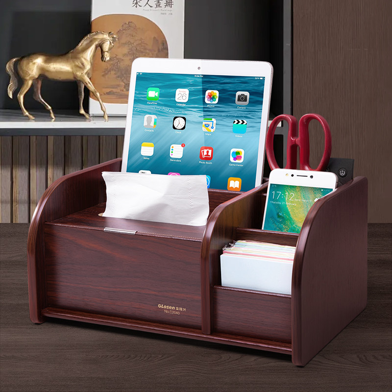 创意笔筒办公室桌面木质摆件商务p简约收纳盒高档多功能创意学生