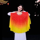 秧歌扇舞蹈扇子加长双面火焰红黄渐变跳舞扇古典舞扇火舞扇子左右