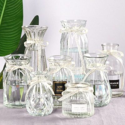 现代简约大号彩色玻璃透明花瓶创意干花花器客厅插花欧式装饰摆件