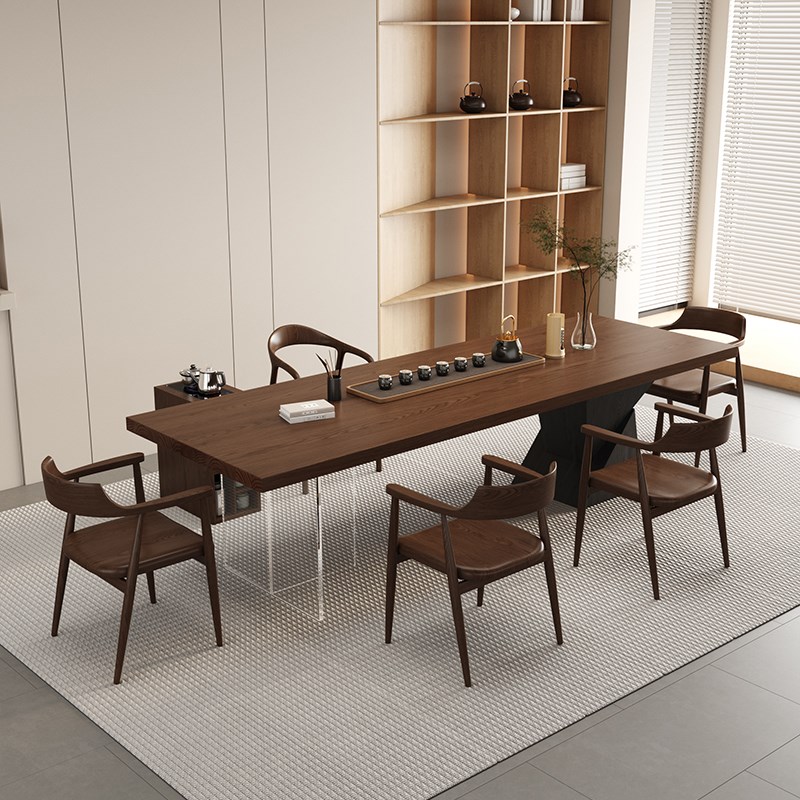 实木茶桌椅组合后现代简约轻奢办公室亚克力大板家用泡茶台高级感