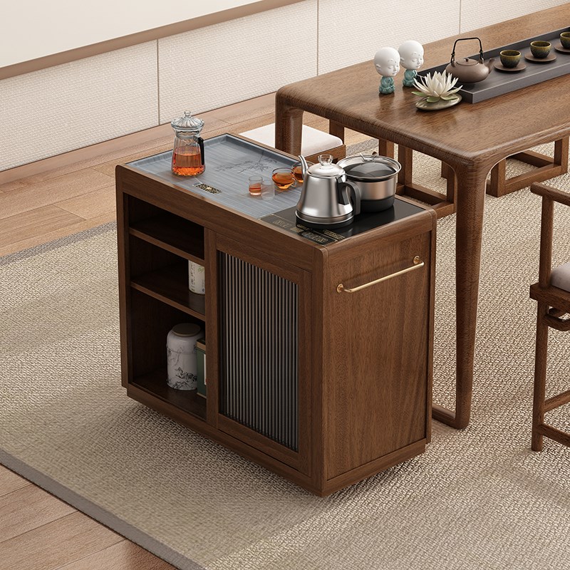 实木胡桃木移动茶水柜烧水壶茶几家用小户型客厅边几柜沙发侧边柜