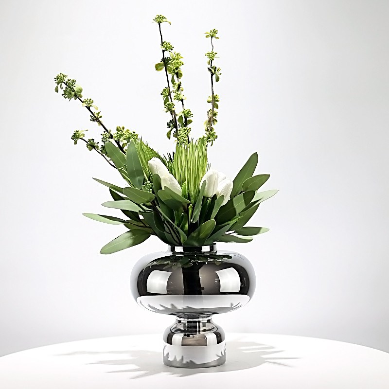 现代简约轻奢花艺套装样板房客厅酒店餐桌洽谈桌家居软装摆件