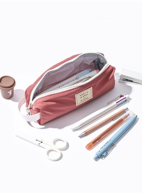 MUIS目意思简约纯色日系小法棍笔袋初高中男女大学生大容量文具盒