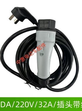 观光车充电枪插头带线220V 32A YEEDA 电动巡逻车充电头配件总成