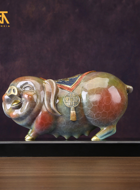 纯铜猪摆件十二生肖猪福猪吉x祥物生日礼品家居玄关电视柜装饰品